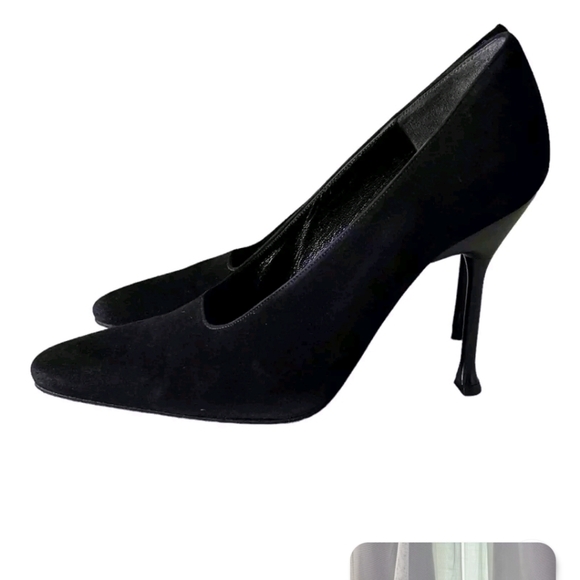 OG VINTAGE 90S KARL LAGERFELD BLACK SUEDE PUMPS - Picture 1 of 6